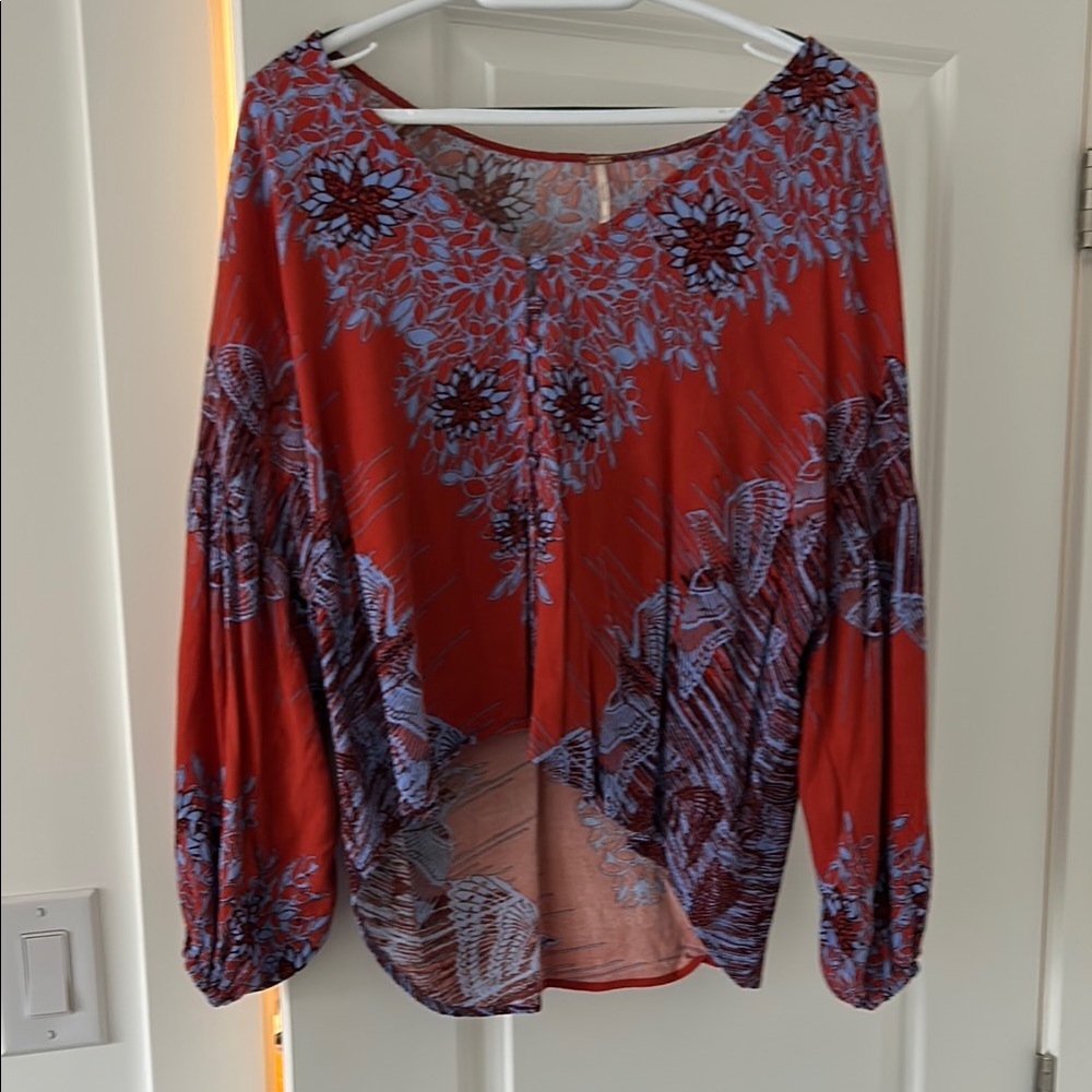 Free People Floral Red Women's Top